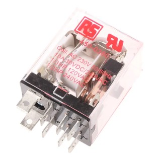 RS PRO Plug-in Power Relay 230V AC Coil 10A Switching Current DPDT 450-0380