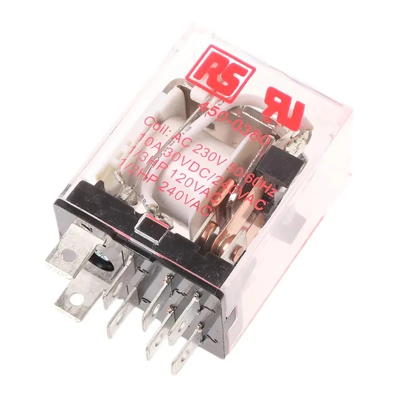 RS PRO Plug-in Power Relay 230V AC Coil 10A Switching Current DPDT 450-0380