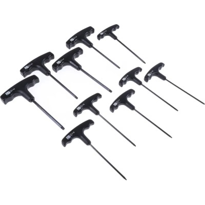 RS PRO 10-Piece Torx Key Set T Shape Long Arm Chrome Vanadium Steel Chrome Finish 450-0992