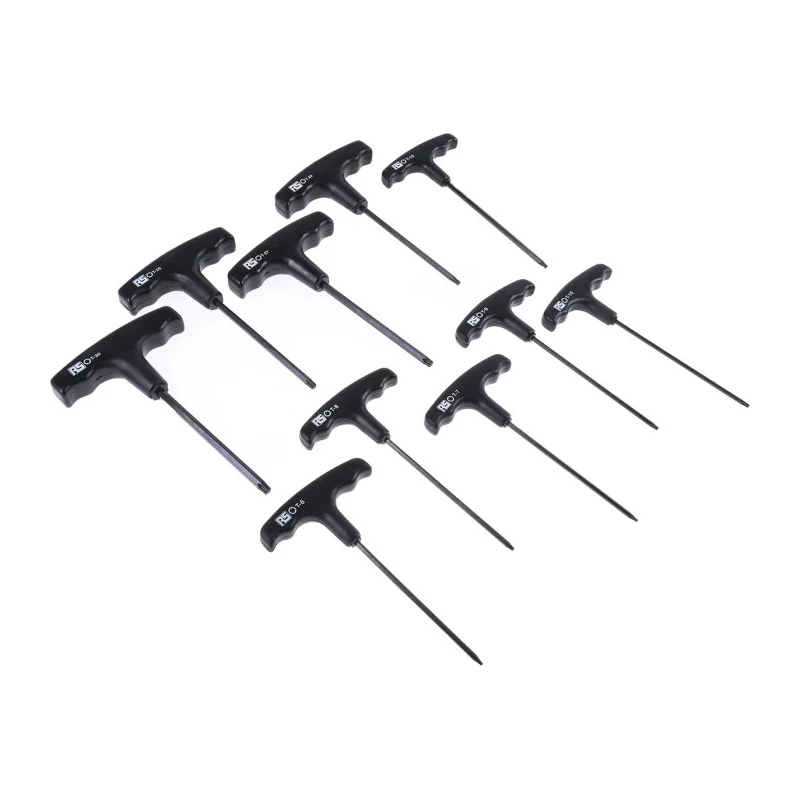 RS PRO 10-Piece Torx Key Set T Shape Long Arm Chrome Vanadium Steel Chrome Finish 450-0992