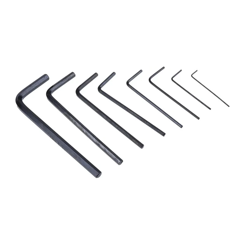 RS PRO 8 Piece L Imperial Hex Key Set Chrome Vanadium Steel Black Finish HEX Size 0.028 to 5/64 in 450-1018