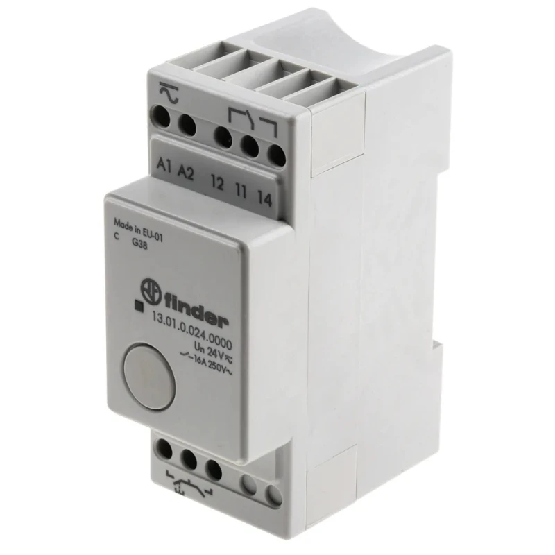 Finder DIN Rail Monostable Relay 24V AC/DC Coil 16A Switching Current SPDT 13.01.0.024.0000