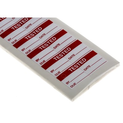RS PRO Adhesive Pre-Printed Adhesive Label Tested, Red Text on White, Adhesive Fixing, Quantity 140 Per Pack 450-5981