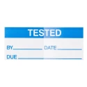 RS PRO Pre-Printed Adhesive Label 38mm x 16mm Blue Text 'Tested' White Background 140 Per Pack 450-6085