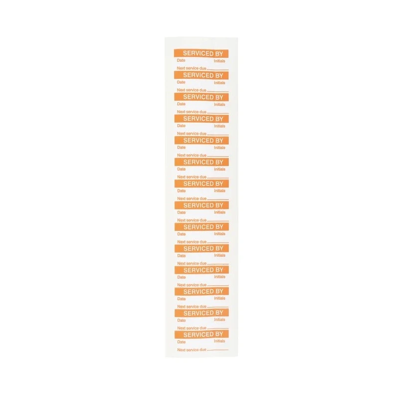 RS PRO Pre-Printed Adhesive Label 38mm x 15mm Orange Text SERVICED BY Pack of 140 450-6170
