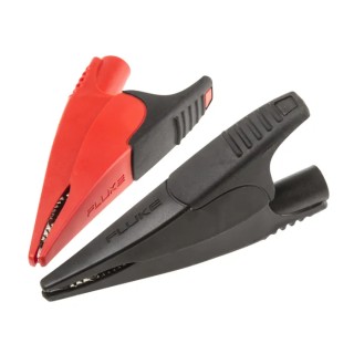 Fluke Red Black Crocodile Clip Nickel Plated Steel Contact Rubber Insulation 10A 20mm Jaw Opening AC285