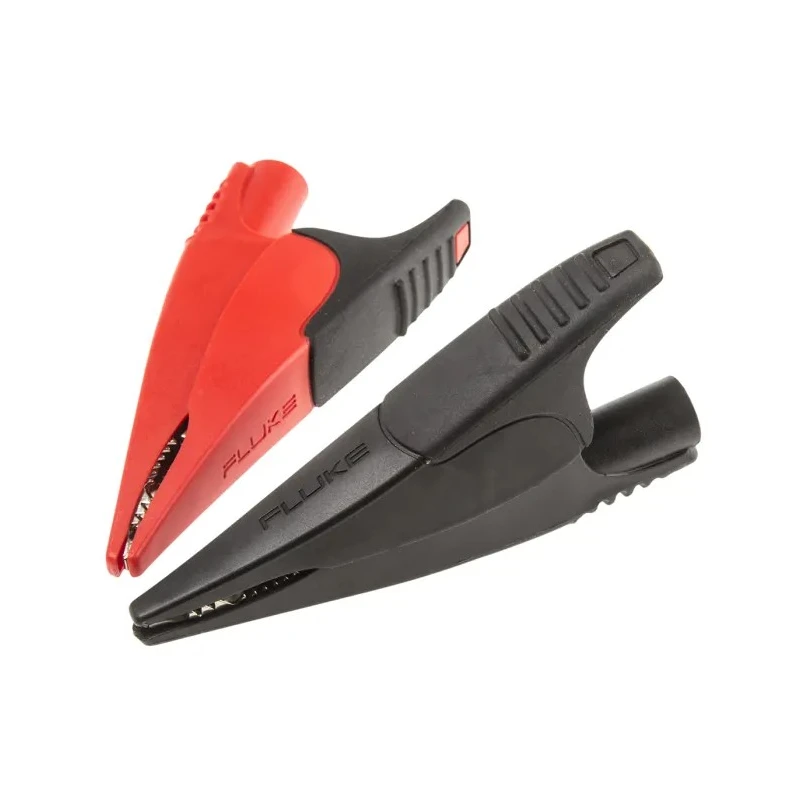 Fluke Red Black Crocodile Clip Nickel Plated Steel Contact Rubber Insulation 10A 20mm Jaw Opening AC285