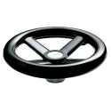 RS PRO Black Four Spoke Hand Wheel 200 mm Diameter with Zinc Plated Steel Insert 161-2023