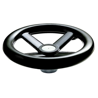 RS PRO Black Four Spoke Hand Wheel 200 mm Diameter with Zinc Plated Steel Insert 161-2023