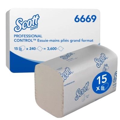 SCOTT ScottControl™ Folded Hand Towels, 318 x 106 mm, 1 Ply, 3600 Sheets 6669