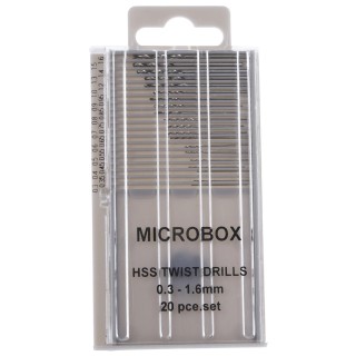 RS PRO 20-Piece Multi-Material High Speed Steel Twist Drill Bit Set 0.3 mm to 1.6 mm 162-5346