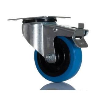 Tente Swivel Castor Wheel 100 mm Diameter Rubber, 150 kg Load Capacity with Brakes 902197