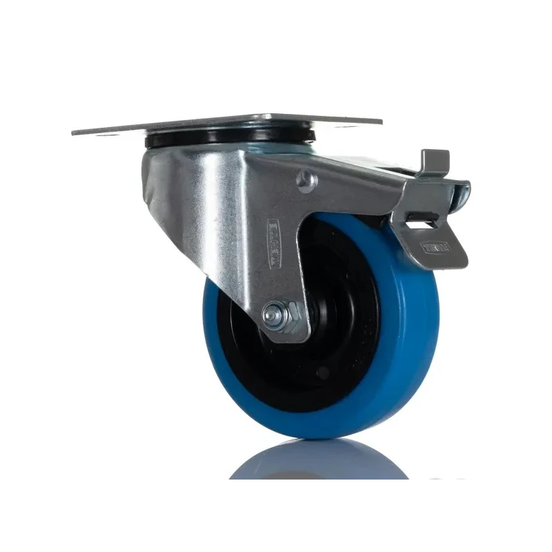 Tente Swivel Castor Wheel 100 mm Diameter Rubber, 150 kg Load Capacity with Brakes 902197
