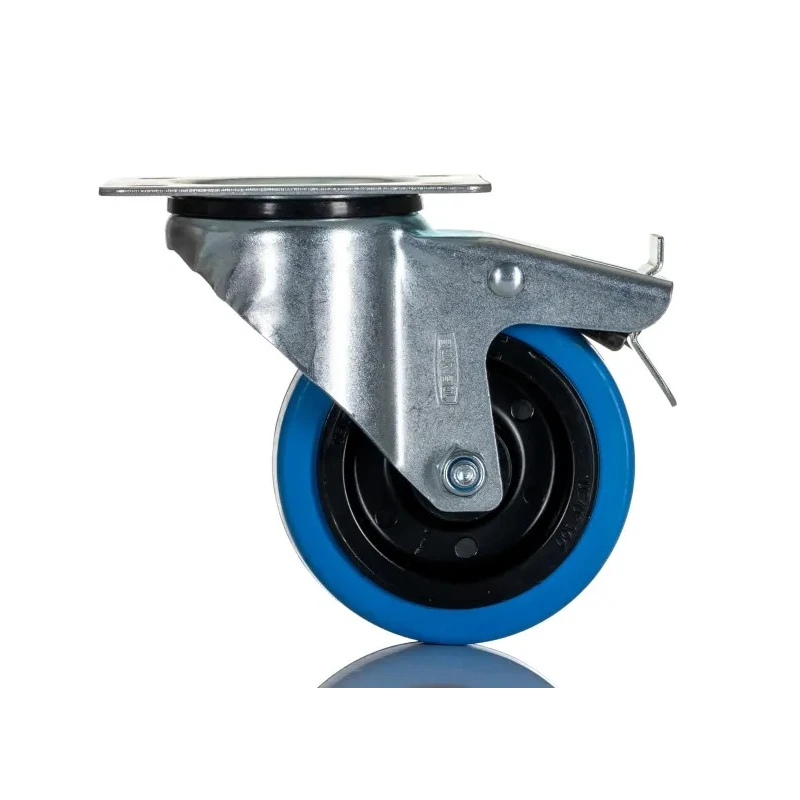 Tente Swivel Castor Wheel 100 mm Diameter Rubber, 150 kg Load Capacity with Brakes 902197