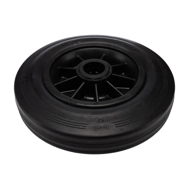 Tente Black Rubber Trolley Wheel 200mm Diameter 50mm Width 205kg Load Capacity Roller Bearing Hub PVR200/50X25LM58