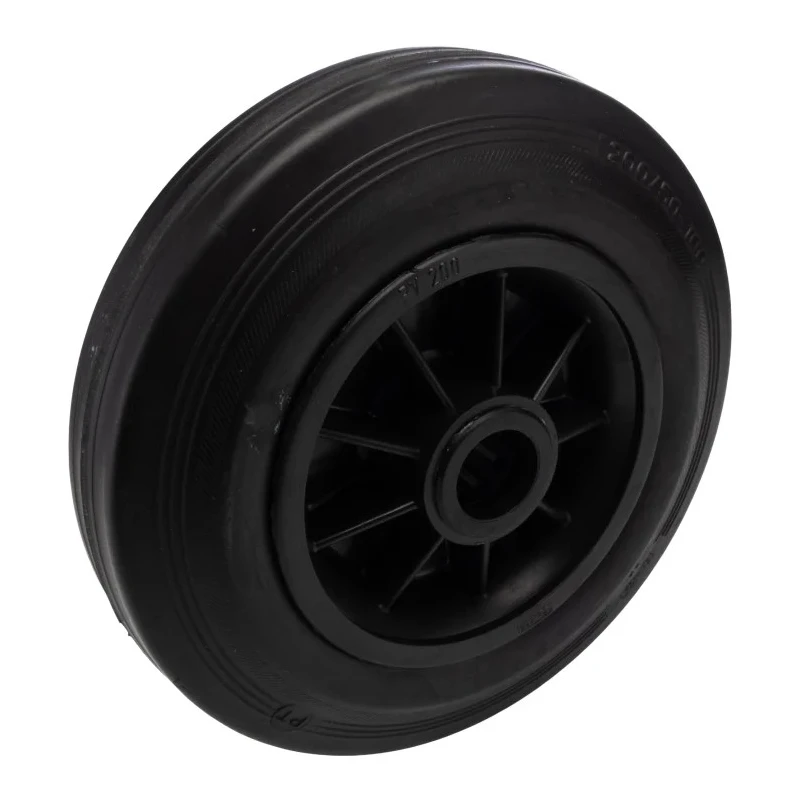 Tente Black Rubber Trolley Wheel 200mm Diameter 50mm Width 205kg Load Capacity Roller Bearing Hub PVR200/50X25LM58