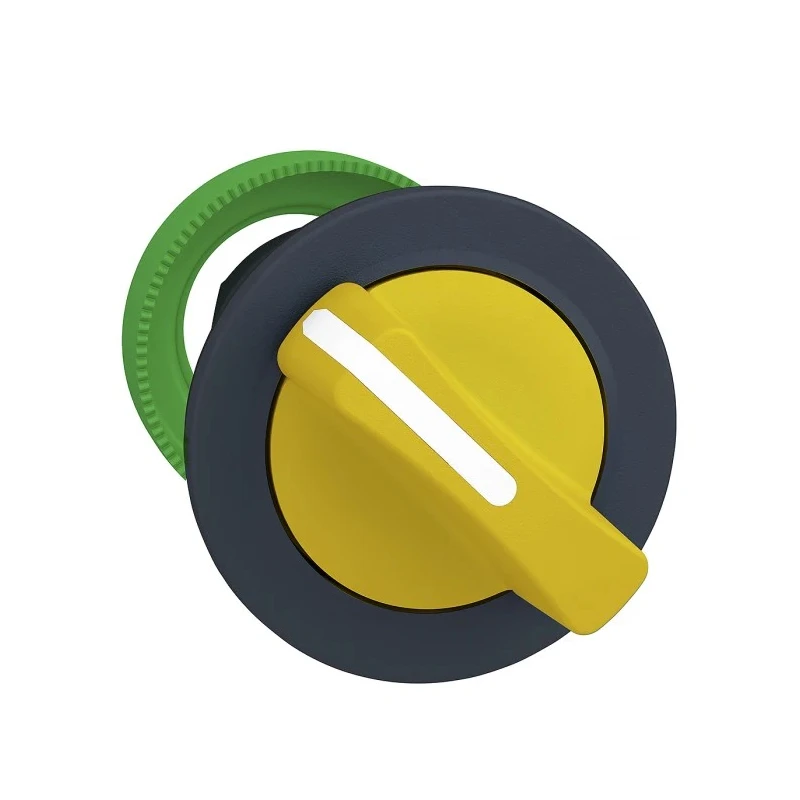 Schneider Electric Harmony XB5 Series 3 Position Selector Switch Head, 30 mm Cutout, Yellow Handle, IP69K IP67 IP66 ZB5FD305