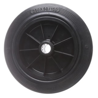 Tente Black Rubber Trolley Wheel 250 mm Diameter, 50 mm Width, 25 mm Bore Diameter, 250 Kg Load Capacity PVR250-25LM58
