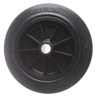 Tente Black Rubber Trolley Wheel 250 mm Diameter, 50 mm Width, 25 mm Bore Diameter, 250 Kg Load Capacity PVR250-25LM58