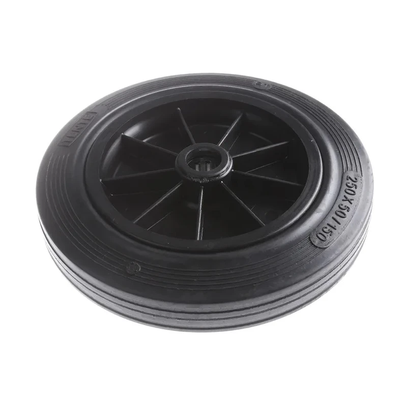 Tente Black Rubber Trolley Wheel 250 mm Diameter, 50 mm Width, 25 mm Bore Diameter, 250 Kg Load Capacity PVR250-25LM58