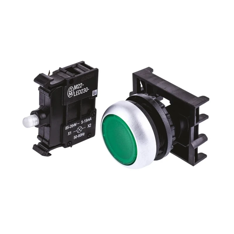 Eaton RMQ Titan M22 Series Green Momentary Push Button Head 22 mm Cutout IP69K 78639213 M22-DL-G+M22-A+M22-LED230-G
