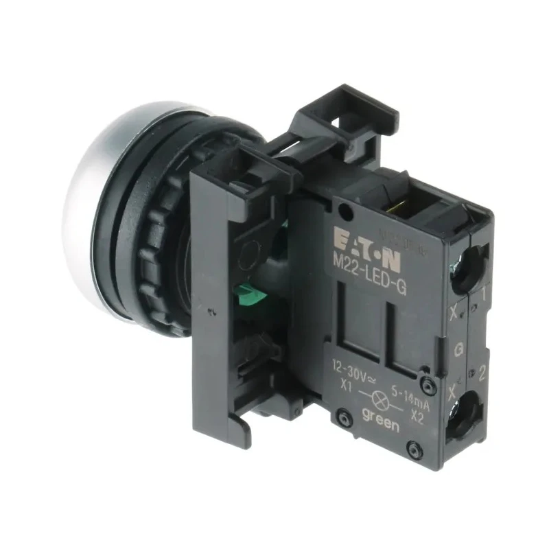Eaton RMQ Titan M22 Series Green Momentary Push Button Head, 22 mm Cutout, IP69K 78639208 M22-DL-G+M22-A+M22-LED-G
