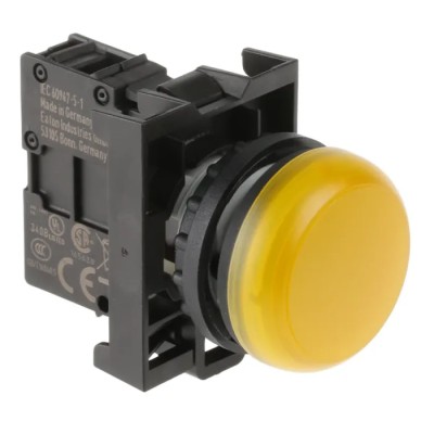 Eaton Flush Rear Surface Mount Yellow LED Indicator RMQ Titan M22 22 mm Cutout 12 V 30 V AC 78639217 M22-L-Y+M22-A+M22-LED-W