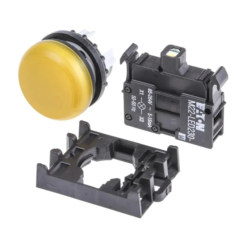 Eaton Flush Rear Surface Mount Yellow LED Pilot Light RMQ Titan M22 22 mm Cutout 12 V 30 78639222 M22-L-Y+M22-A+M22-LED230-W