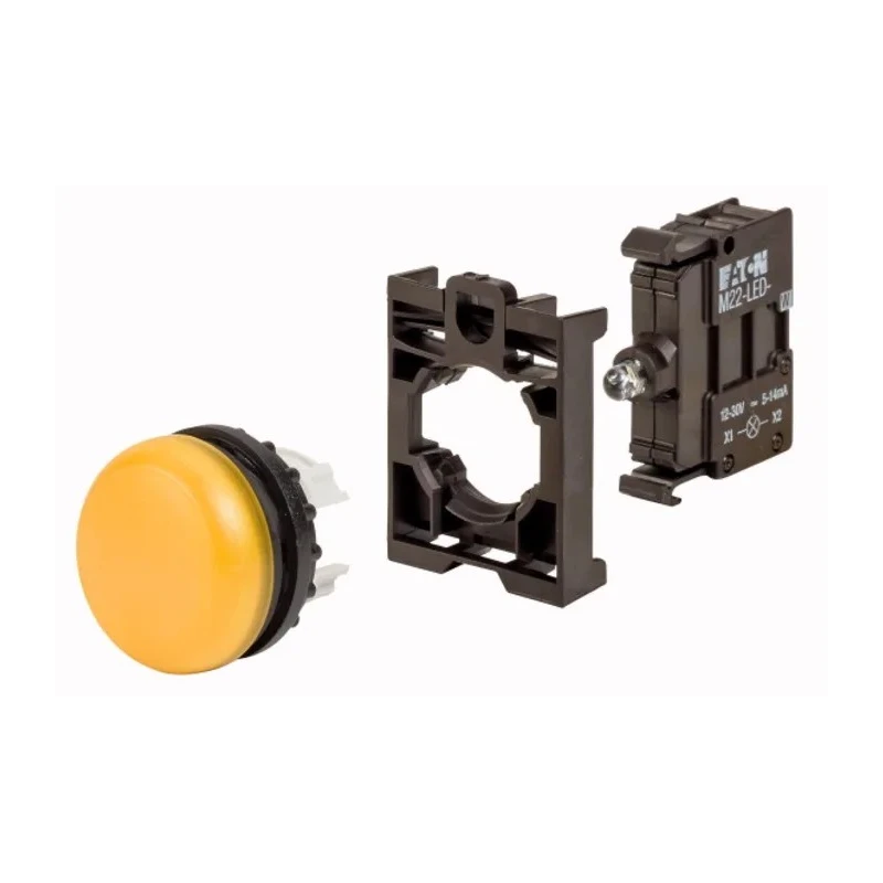 Eaton Flush Rear Surface Mount Yellow LED Indicator RMQ Titan M22 22 mm Cutout 12 V 30 V AC 78639217 M22-L-Y+M22-A+M22-LED-W