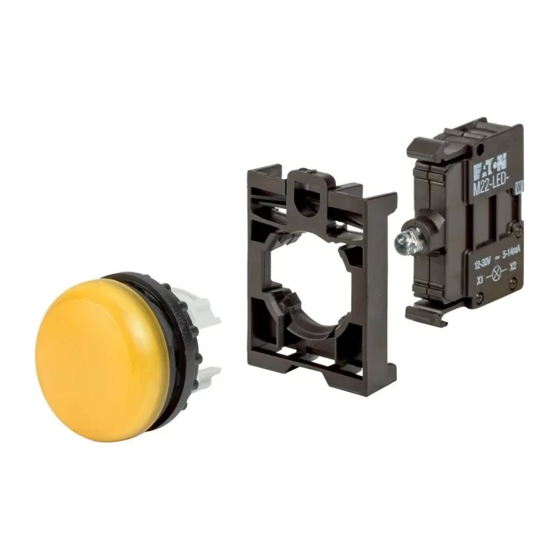 Eaton Flush Rear Surface Mount Yellow LED Pilot Light RMQ Titan M22 22 mm Cutout 12 V 30 78639222 M22-L-Y+M22-A+M22-LED230-W