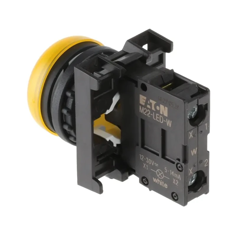 Eaton Flush Rear Surface Mount Yellow LED Indicator RMQ Titan M22 22 mm Cutout 12 V 30 V AC 78639217 M22-L-Y+M22-A+M22-LED-W