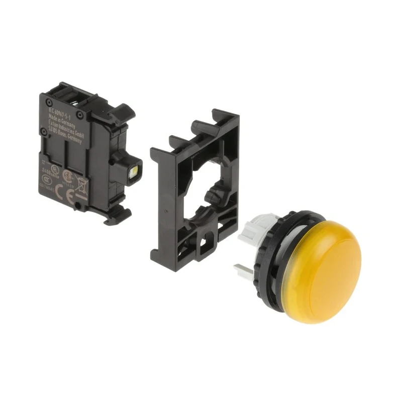 Eaton Flush Rear Surface Mount Yellow LED Indicator RMQ Titan M22 22 mm Cutout 12 V 30 V AC 78639217 M22-L-Y+M22-A+M22-LED-W