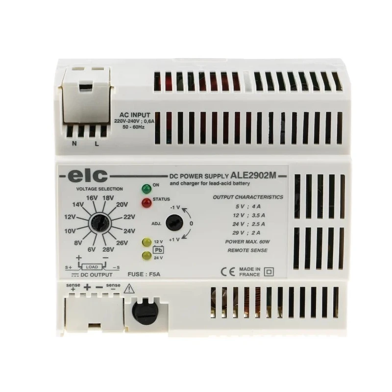 ELC ALE Switched Mode DIN Rail Power Supply 220-240V AC Input 29V DC, 4A Output, 60W Power ALE2902M