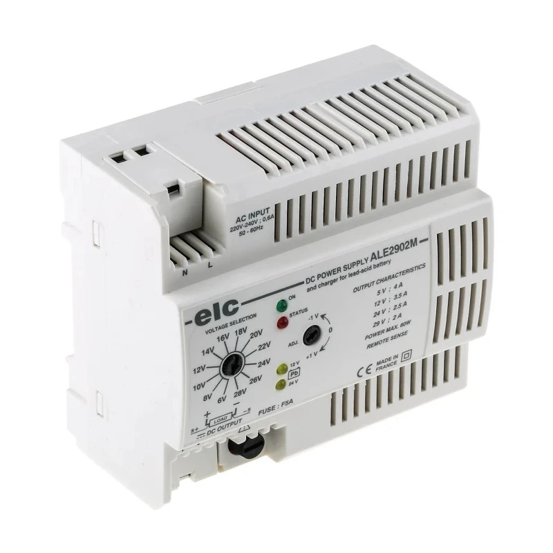 ELC ALE Switched Mode DIN Rail Power Supply 220-240V AC Input 29V DC, 4A Output, 60W Power ALE2902M