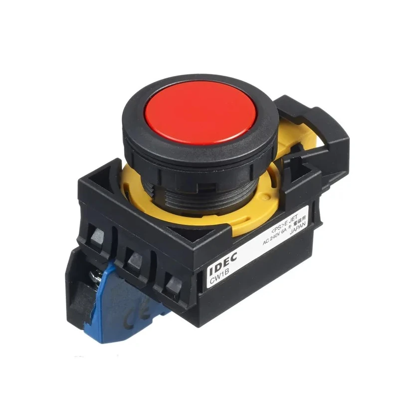 Idec Illuminated Maintained Push Button Switch, Panel Mount, 22 mm Cutout, SPST, IP65, Red Actuator CW1B-A1E10R