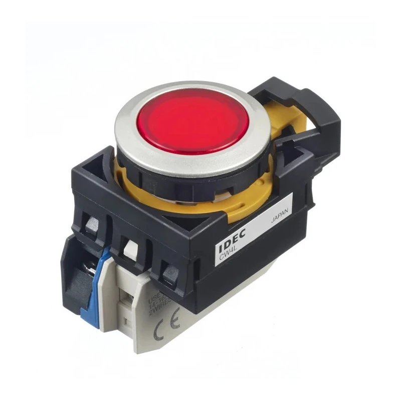 Idec CW Series Illuminated Push Button Switch, Momentary Operation, Panel Mount, 22 mm Cutout, SPST Contact CW4L-M1E10QM4R