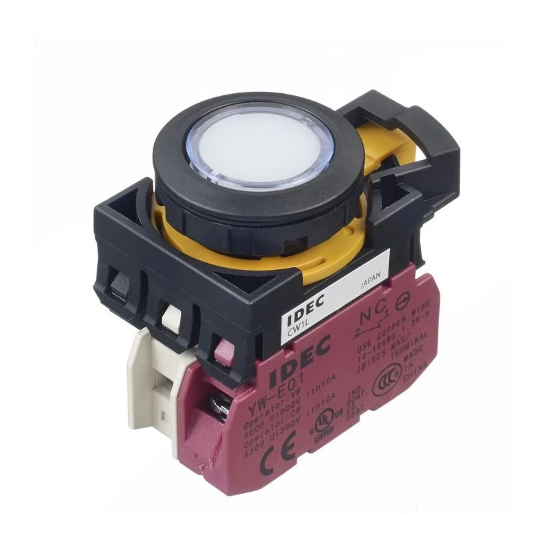 Idec Illuminated Momentary Panel Push Button Switch 22 mm Cutout SPST White LED IP65 CW1L-M1E01QM4PW