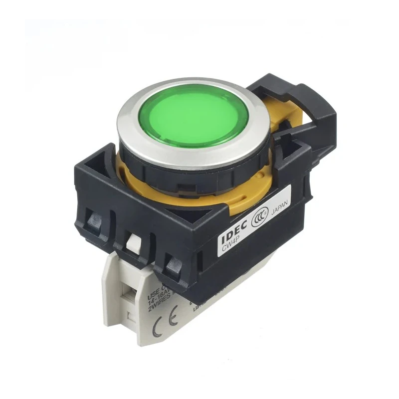Idec CW Series Push Button Switch Panel Mount 22 mm Cutout Green LED IP66 240 V CW4P-1EQM4G