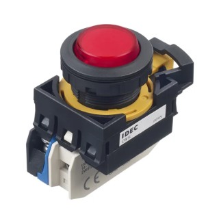 Idec CW Series Illuminated Maintained Push Button Switch, Panel Mount, 22 mm Cutout, SPST, Red LED, IP65, 24 V CW1L-A2E10Q4R