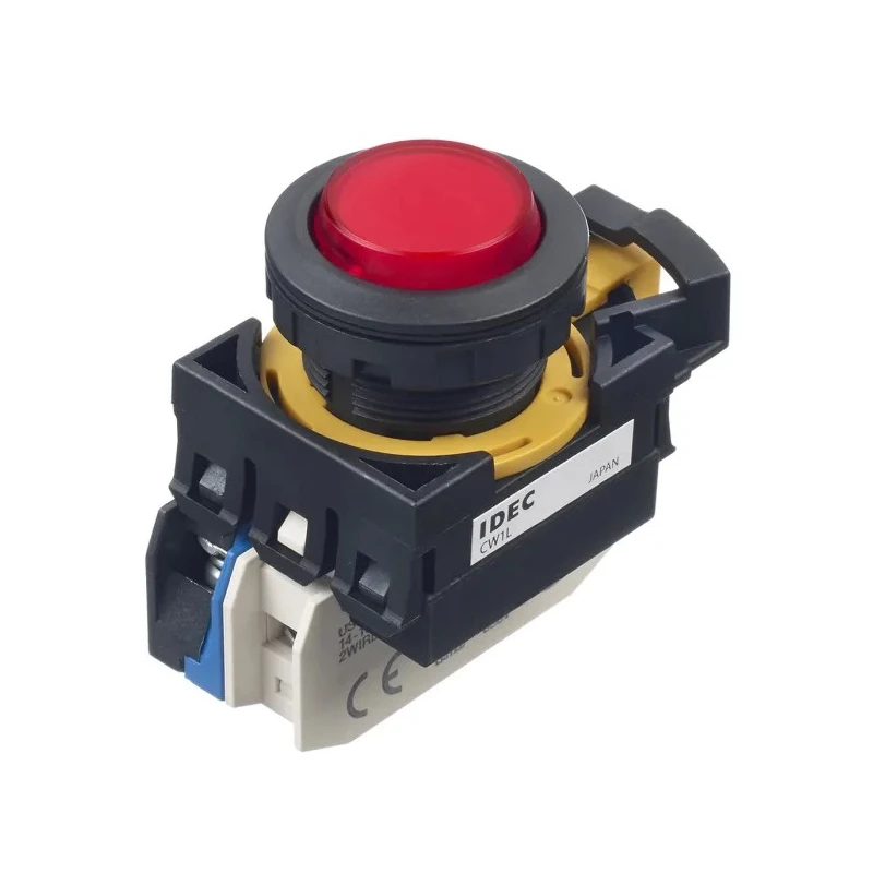 Idec CW Series Illuminated Maintained Push Button Switch, Panel Mount, 22 mm Cutout, SPST, Red LED, IP65, 24 V CW1L-A2E10Q4R