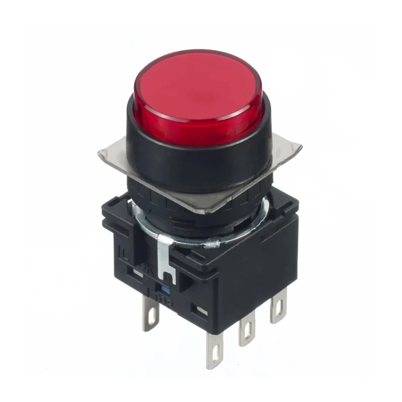 Idec LB Series Illuminated Red Momentary Push Button Switch, 16 mm Cutout, DPDT, IP65, 30 V dc 125 V ac LB1B-M1T6LR