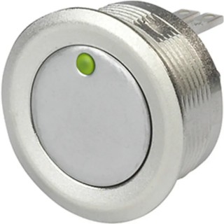 Schurter MCS 19 Series Illuminated Momentary Push Button Switch, Panel Mount, 22.2 mm Cutout, SPST, Green and Red 1241.2858
