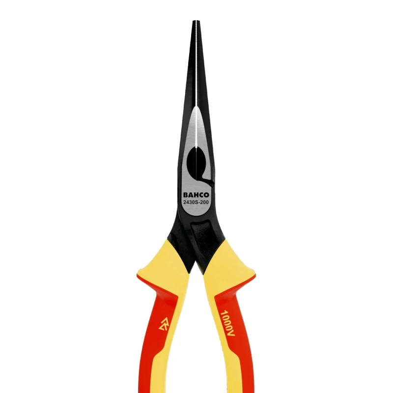 Bahco Long Nose Plier Serrated 200mm Overall VDE/1000V Approved, 72mm Jaw 2430 S-200