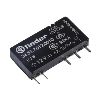 Finder Power Relay PCB Mount SPDT Contact Configuration 12V DC Coil, 6A Switching Current 34.51.7.012.0010