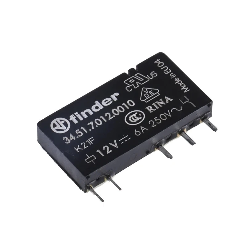 Finder Power Relay PCB Mount SPDT Contact Configuration 12V DC Coil, 6A Switching Current 34.51.7.012.0010