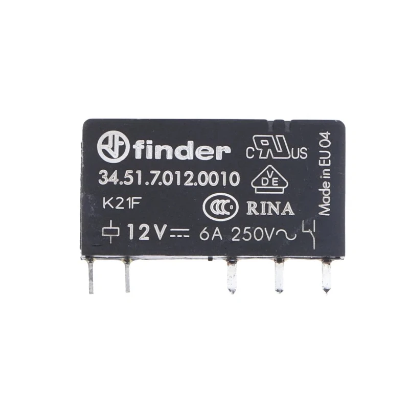 Finder Power Relay PCB Mount SPDT Contact Configuration 12V DC Coil, 6A Switching Current 34.51.7.012.0010