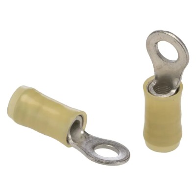 TE Connectivity PIDG Insulated Ring Terminal M5 Stud Size 12 AWG 10 AWG Wire Nylon Yellow 36161