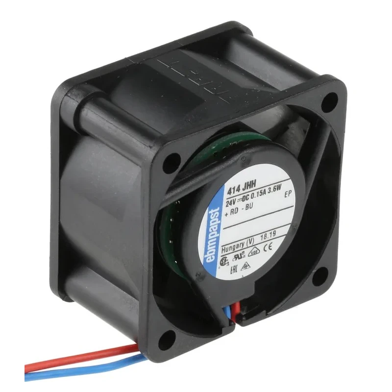 ebm-papst 400 Series Ball Bearing DC Axial Fan, 24V DC, 3.6W Power, 24 m³/h Airflow, 150 mA Max Current, 40mm Frame 414JHH