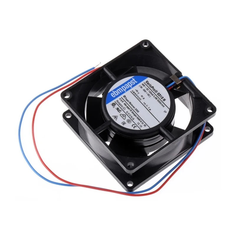 ebm-papst 8300 Series High Performance Ball Bearing Axial Fan, 48V DC, 80 m³/h Air Flow, 5.8 W Power, Rated, 80 mm Frame IP68