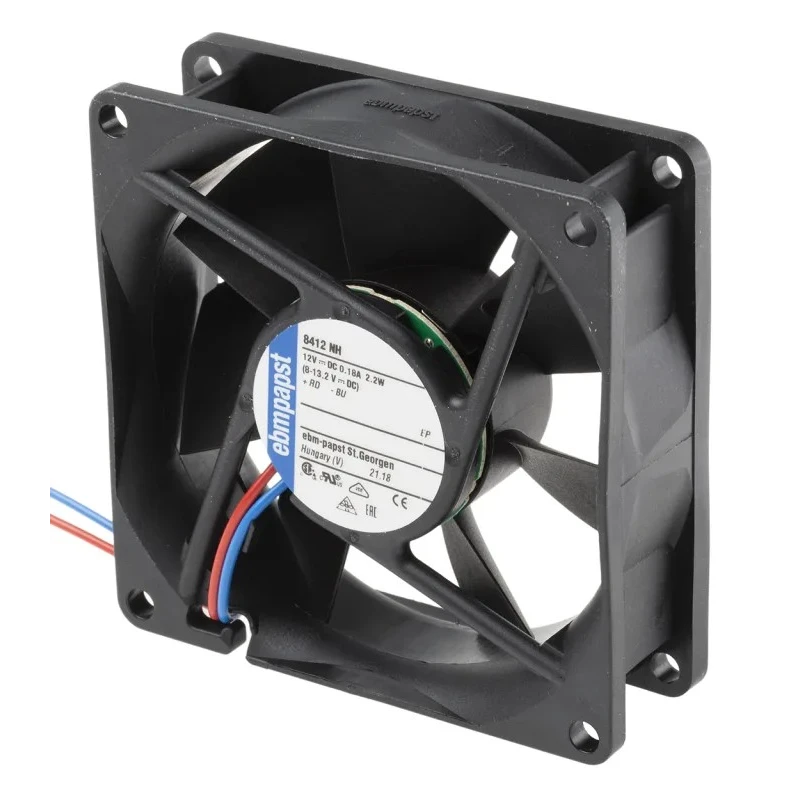 ebm-papst 8400 N Series Axial Fan 12V DC 2.1W 79 m³/h 3600 RPM Ball Bearing IP20 80x80x25 mm 